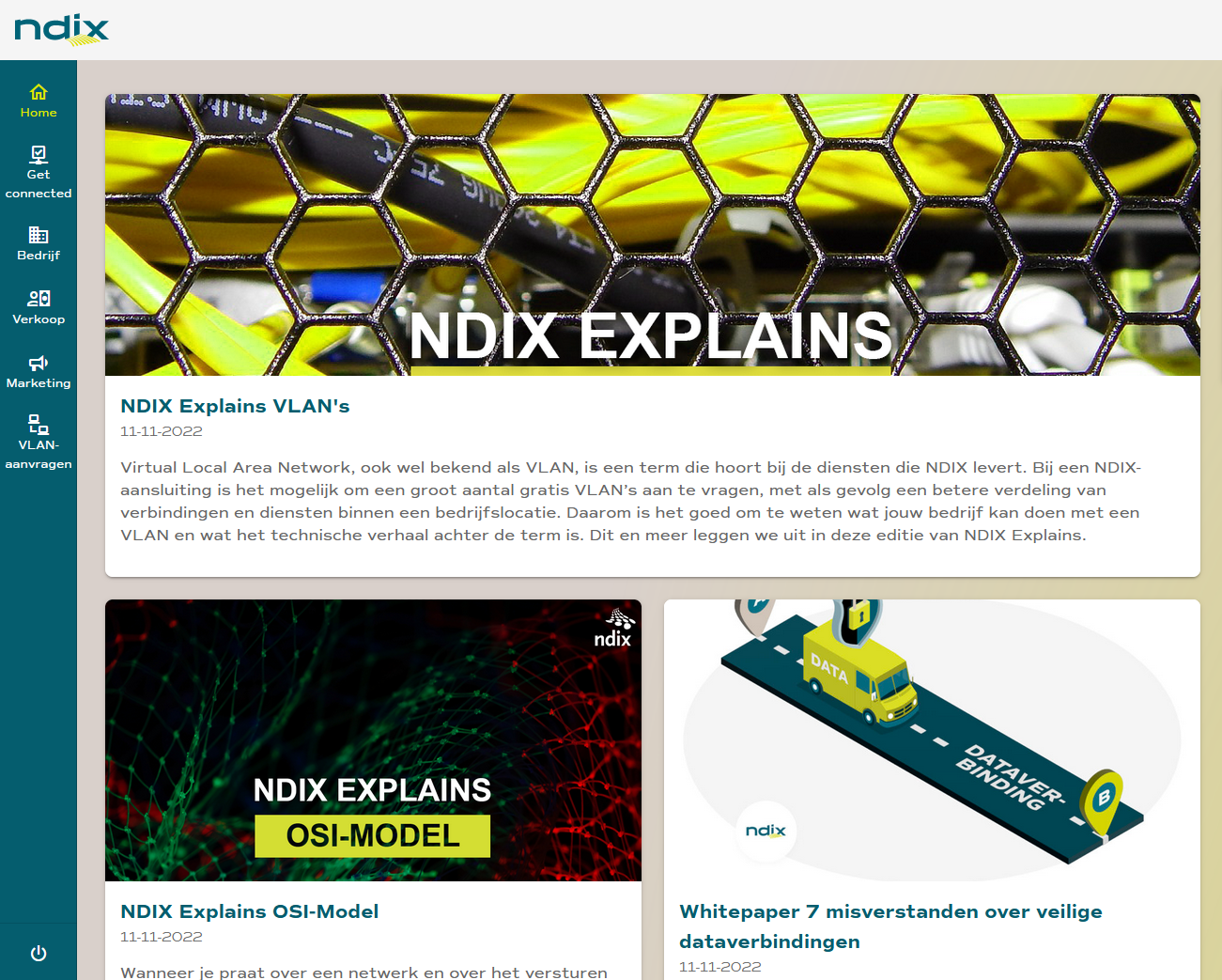 NDIX klantenportaal - het overzicht in uw zakelijke glasvezelverbindingen 